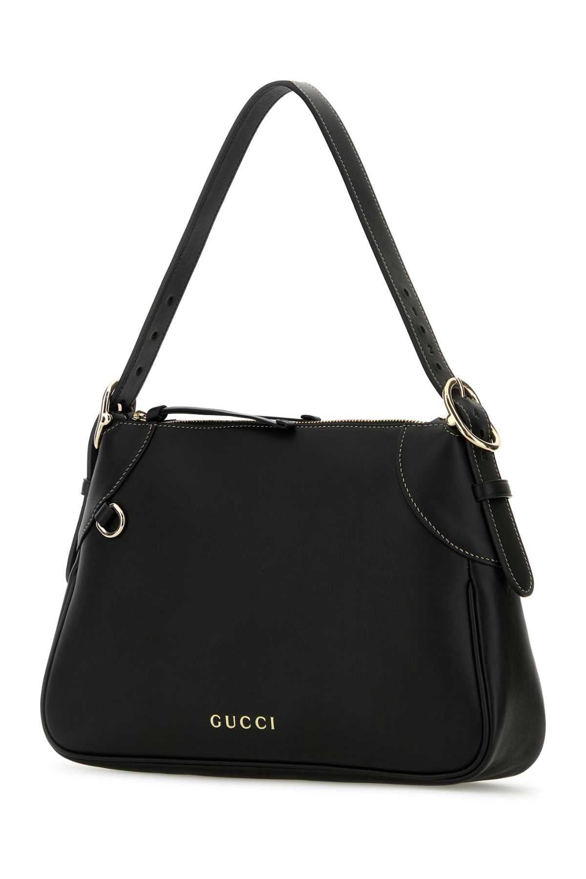 Black Leather Medium Gg Emblem Shoulder Bag Borse A Mano