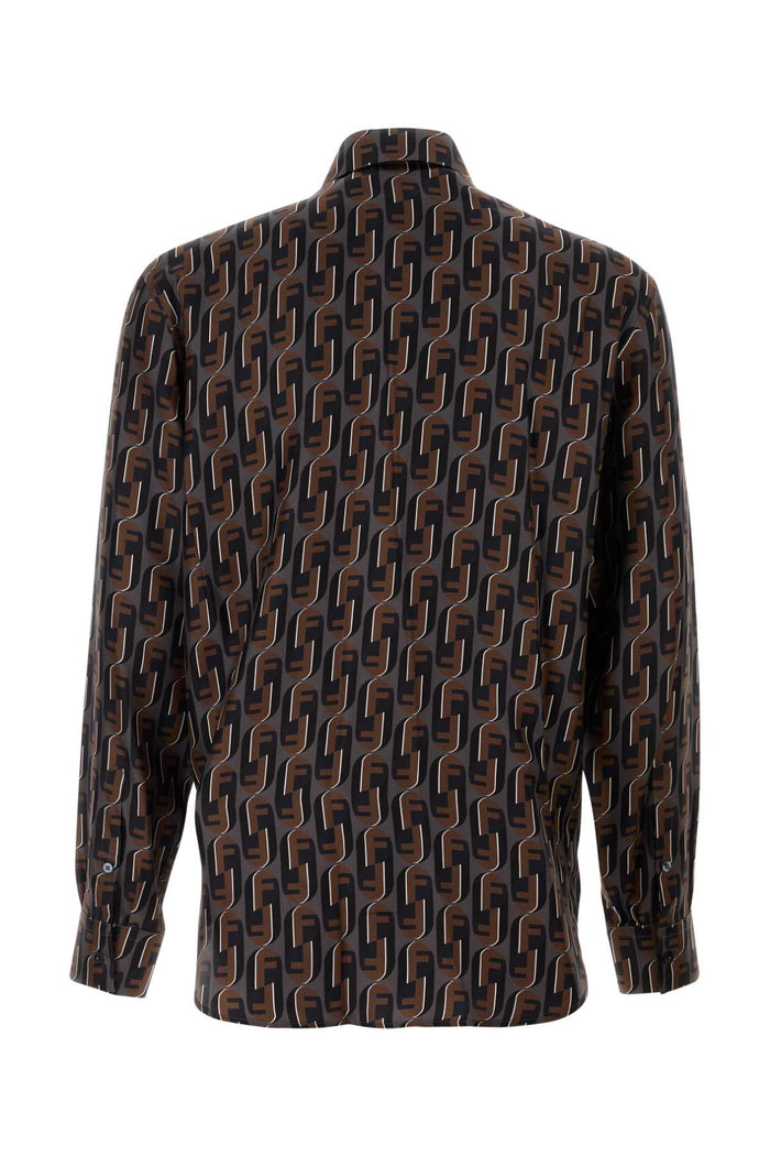 Printed Silk Shirt Peltro Blu Exterior: Camicie