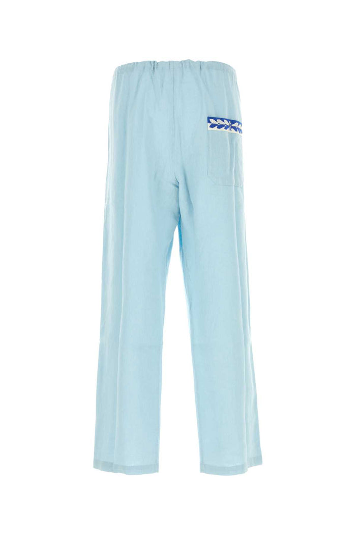 Light Blue Linen Pant Bluewhite Exterior: Pantaloni