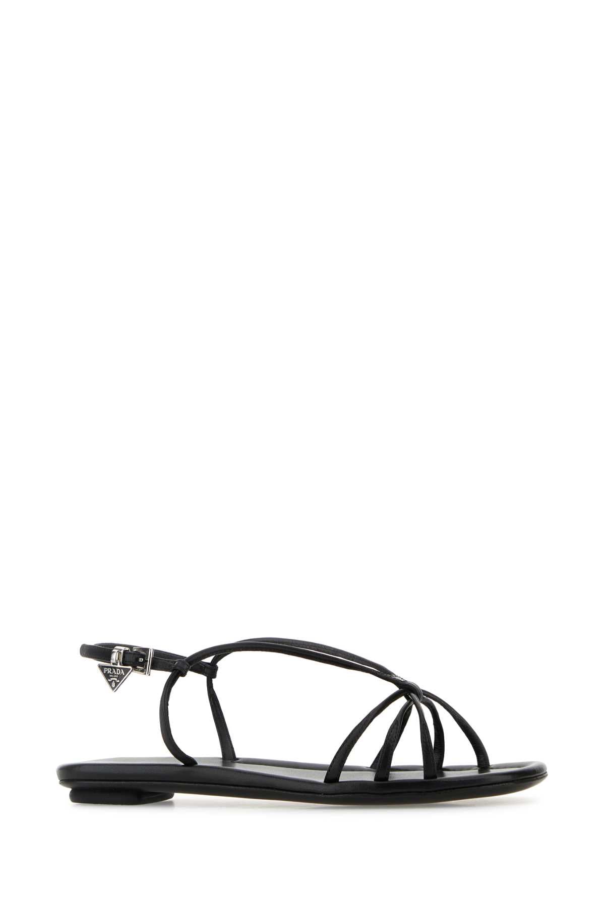 Black Leather Sandals Nero Sandali