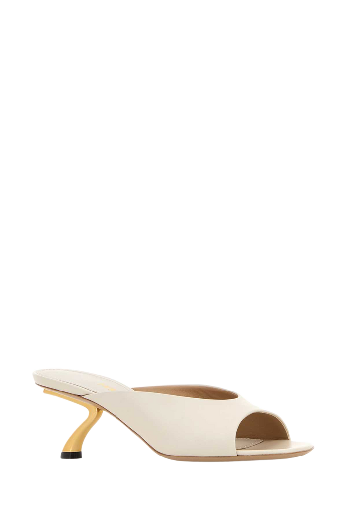 Ivory Leather Igea Mules Mascarpone Scarpe Con Tacco