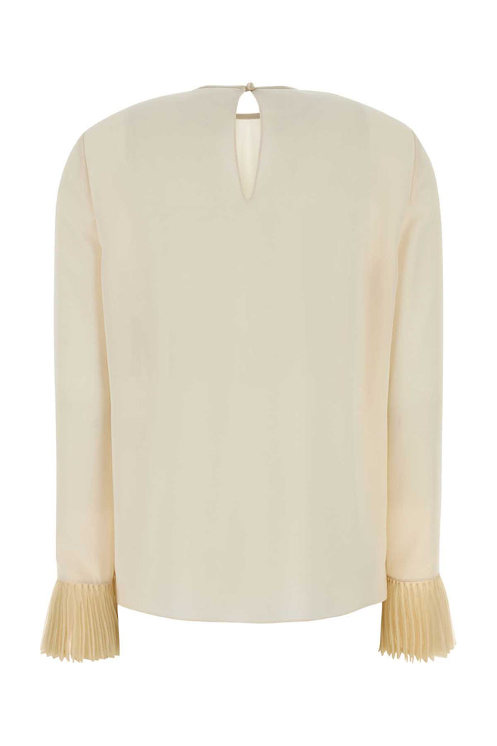Ivory Crepe Blouse Vaniglia Exterior: Silk Maglie