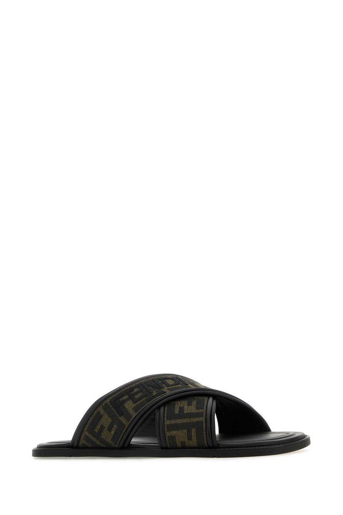 Embroidered Canvas Fussbett Slippers Tabacco