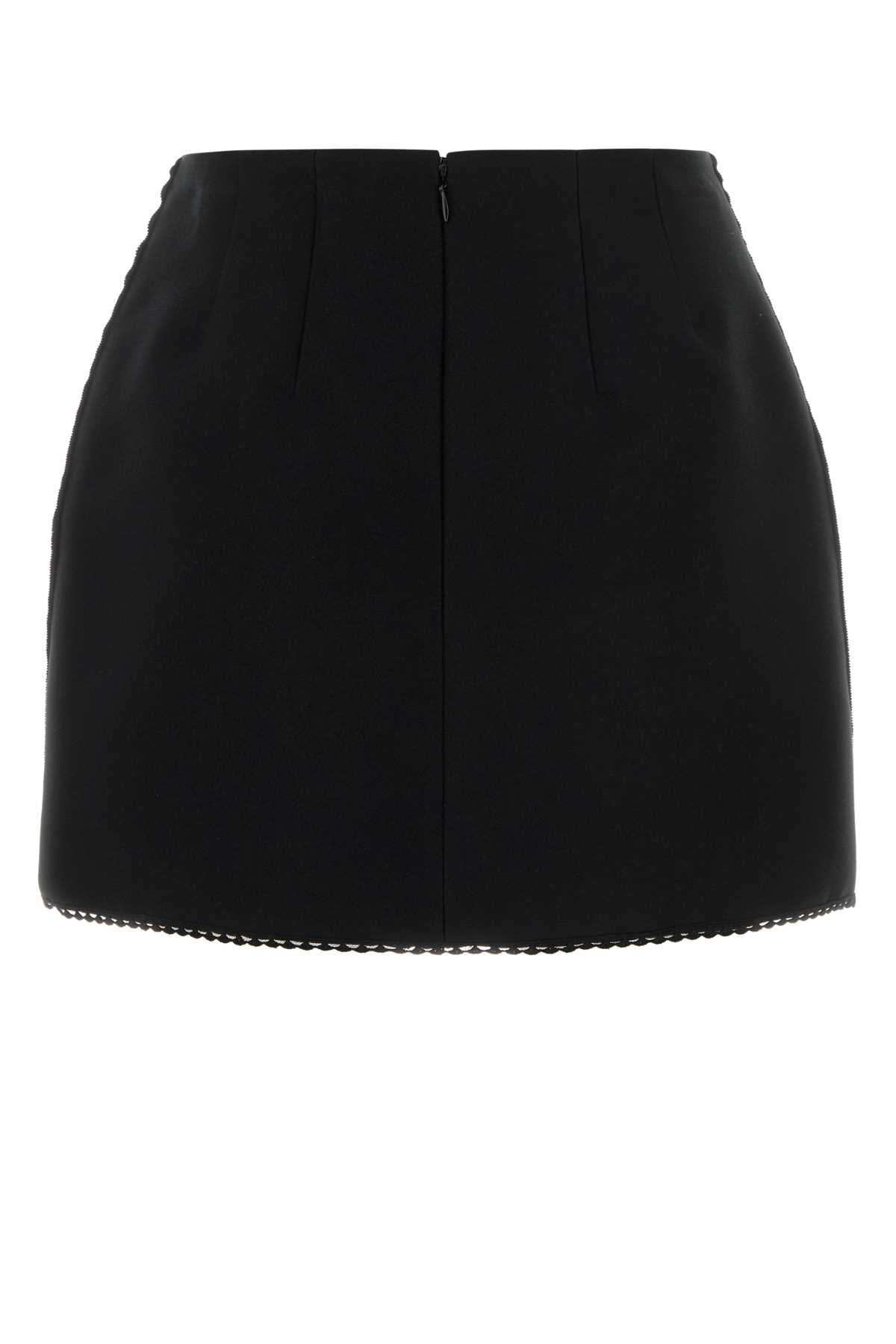 Black Polyester Blend Mini Skirt Nero Exterior: Silk Gonne