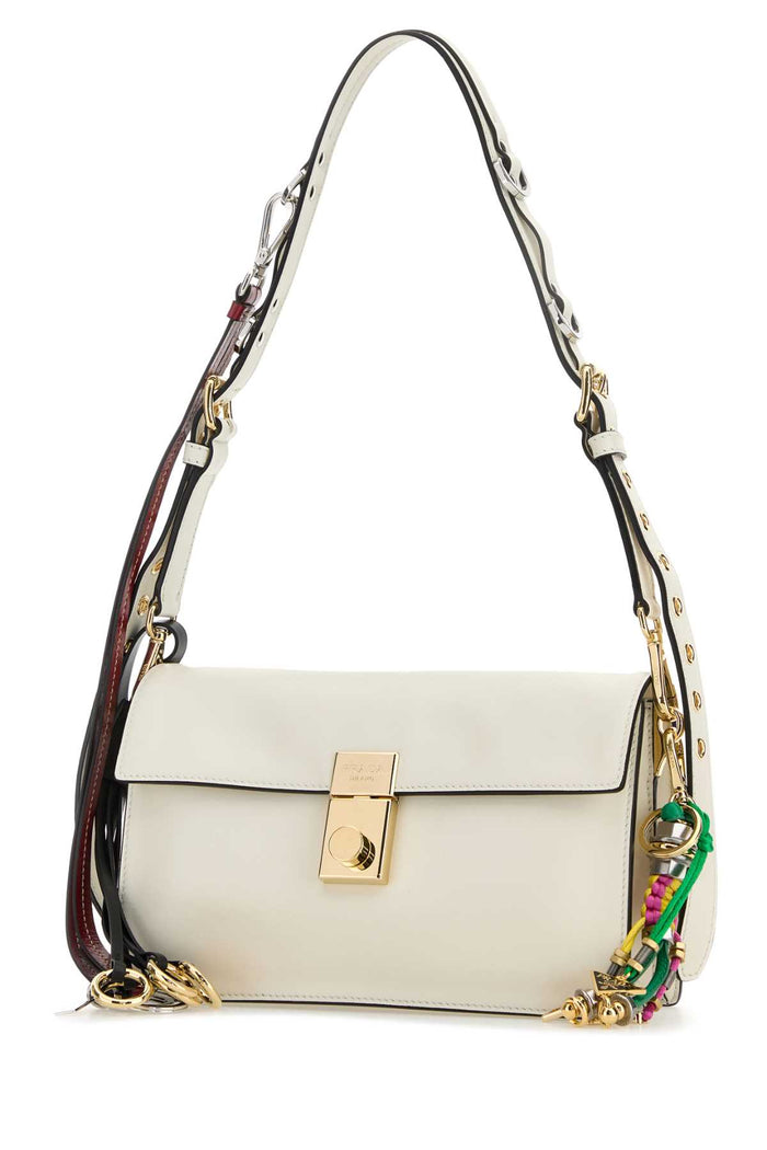 White Leather Small Prada Soft Sound Shoulder Bag Bianco N Vitello Borse A Mano