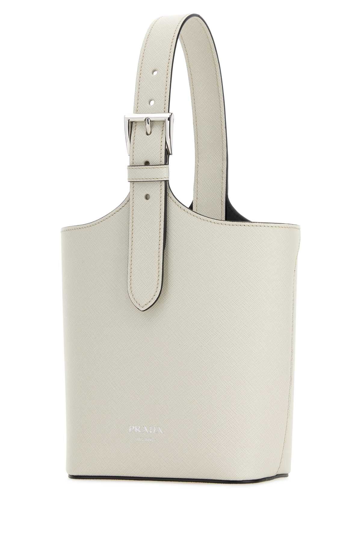 White Leather Shoulder Bag Talco/nero Borse A Mano