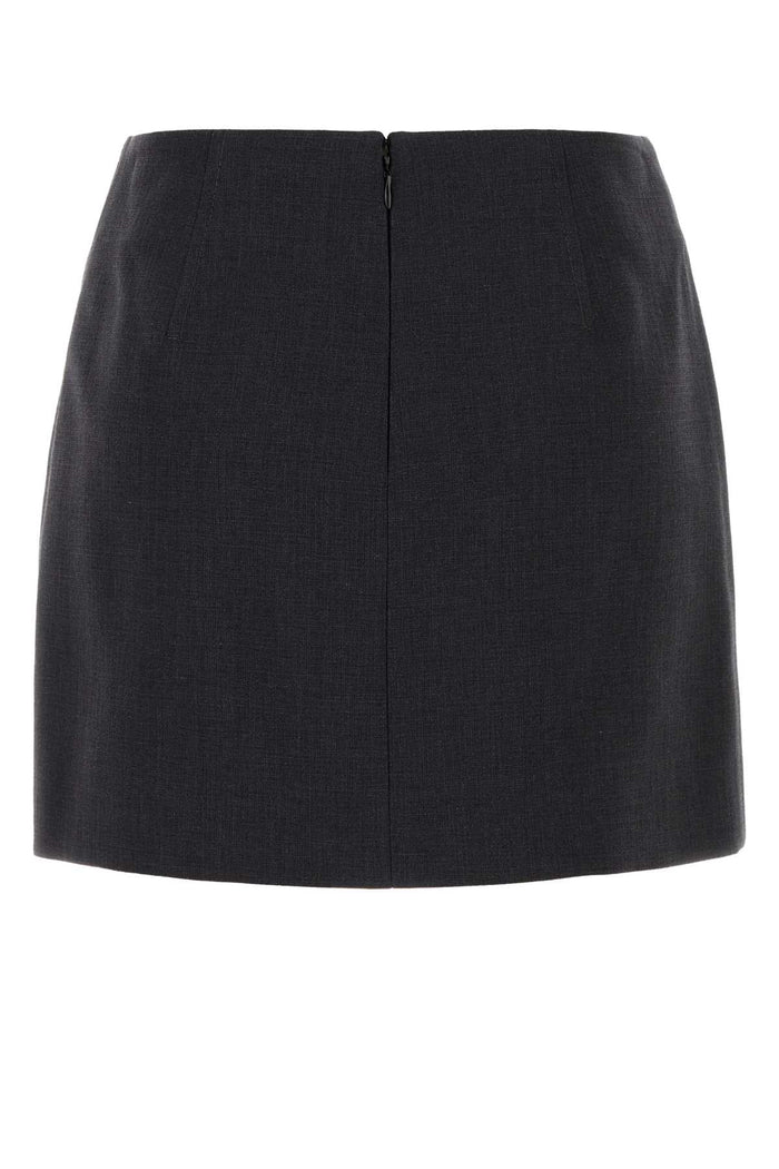 Graphite Cotton Blend Mini Skirt Antracite Gonne