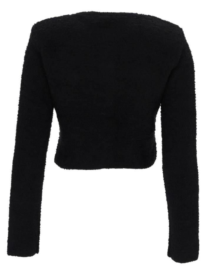 Cardigan With Jewel Buttons Black Polyester Cotton Polyamide Sweater