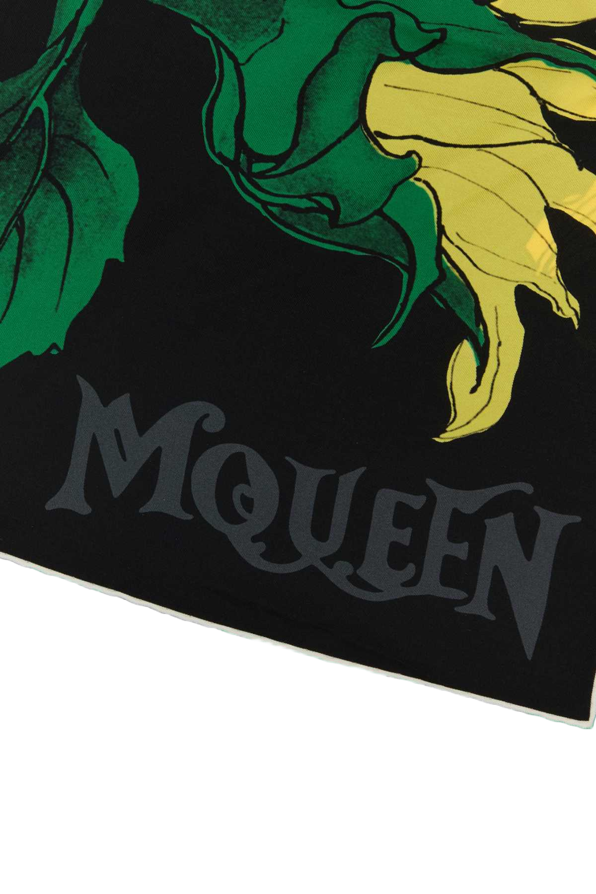 Printed Silk Foulard Blackyellow Fabric Sciarpe E