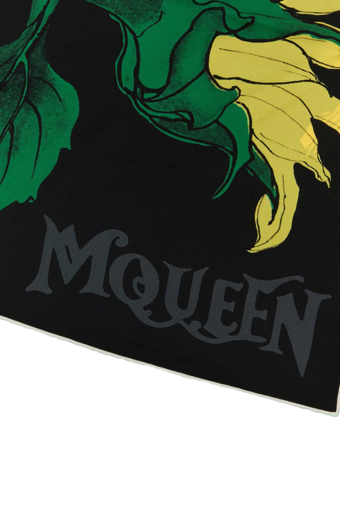 Printed Silk Foulard Blackyellow Fabric Sciarpe E