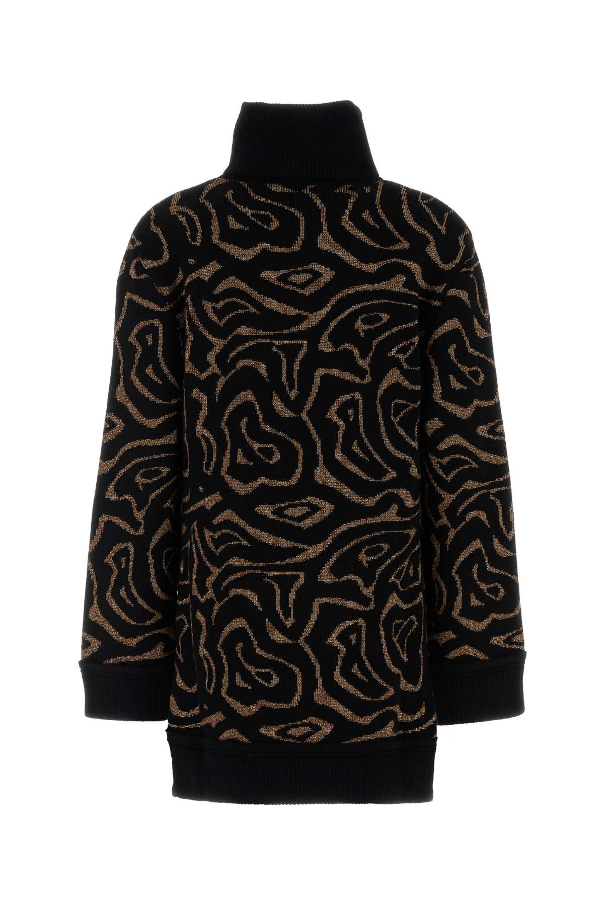 Embroidered Polyester Blend Oversize Sweater Blackoro Maglieria