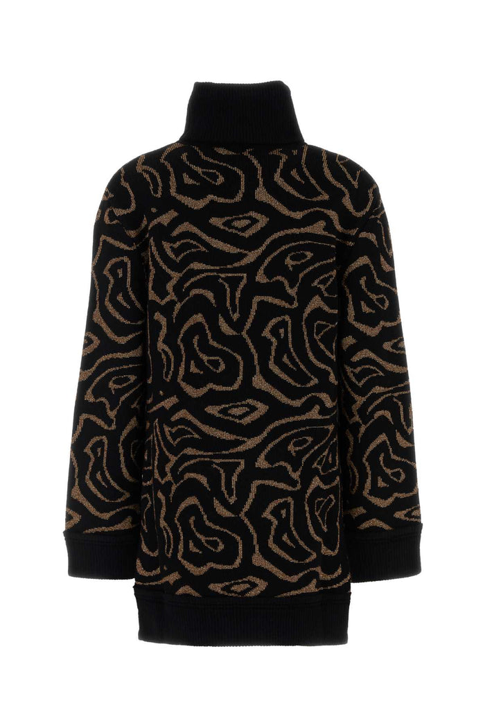 Embroidered Polyester Blend Oversize Sweater Blackoro Maglieria