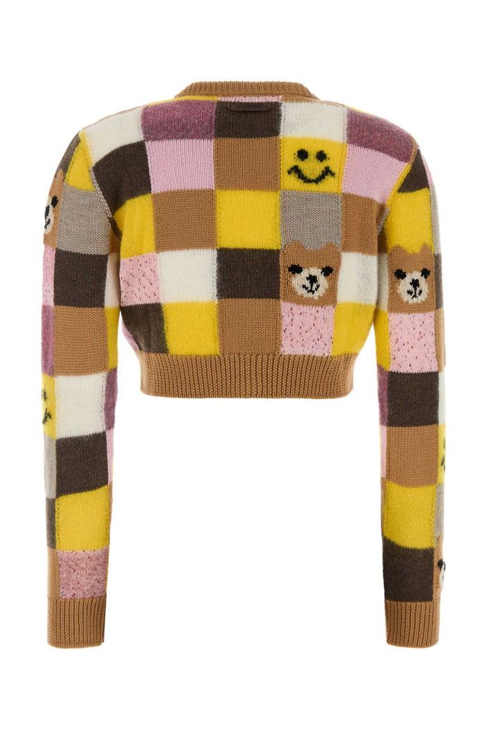 Embroidered Nylon Blend Cardigan Fantasiagiallo Maglieria