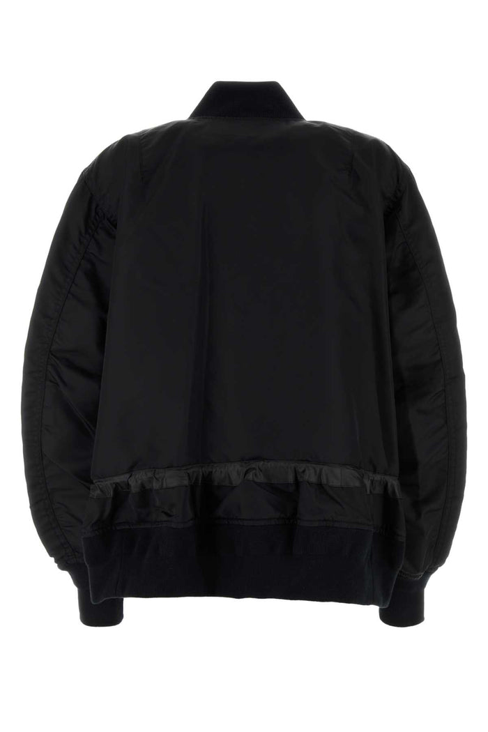 Black Nylon Bomber Jacket Giubbini