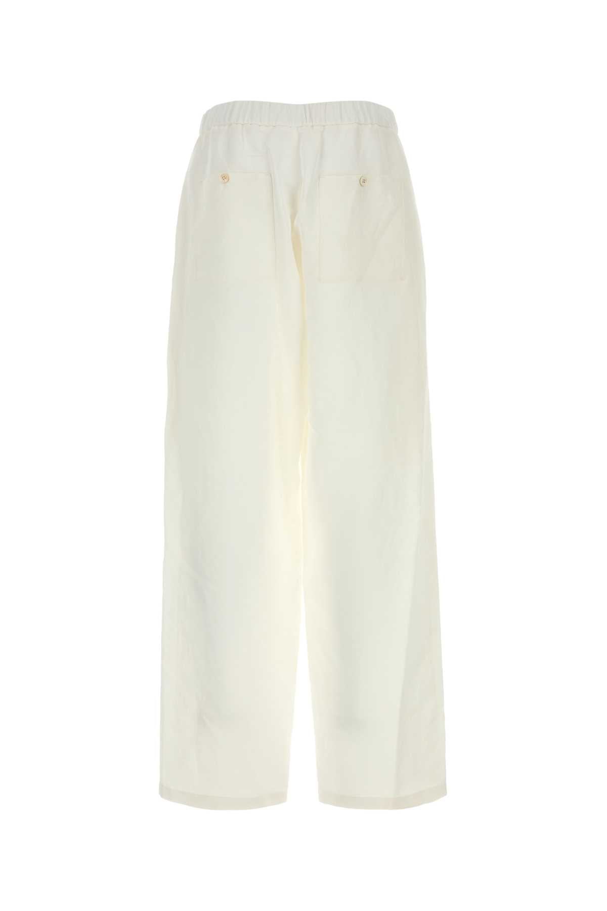White Linen Cargo Pant Latte Exterior: Viscose Pantaloni