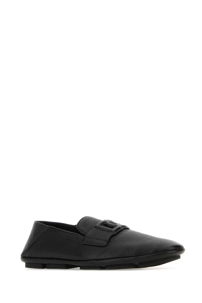 Black Leather Driver Loafers Nero Mocassini