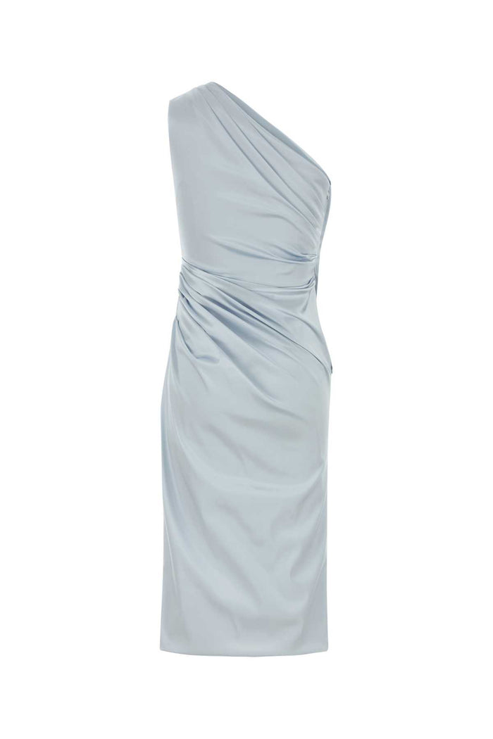 Pastel Light Blue Stretch Satin Dress Polvere Abiti