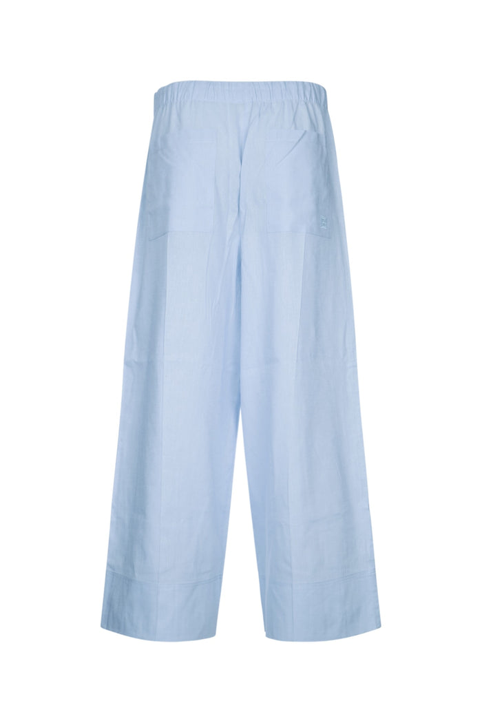 Wide Summer Trousers Sky Cotton Pantaloni