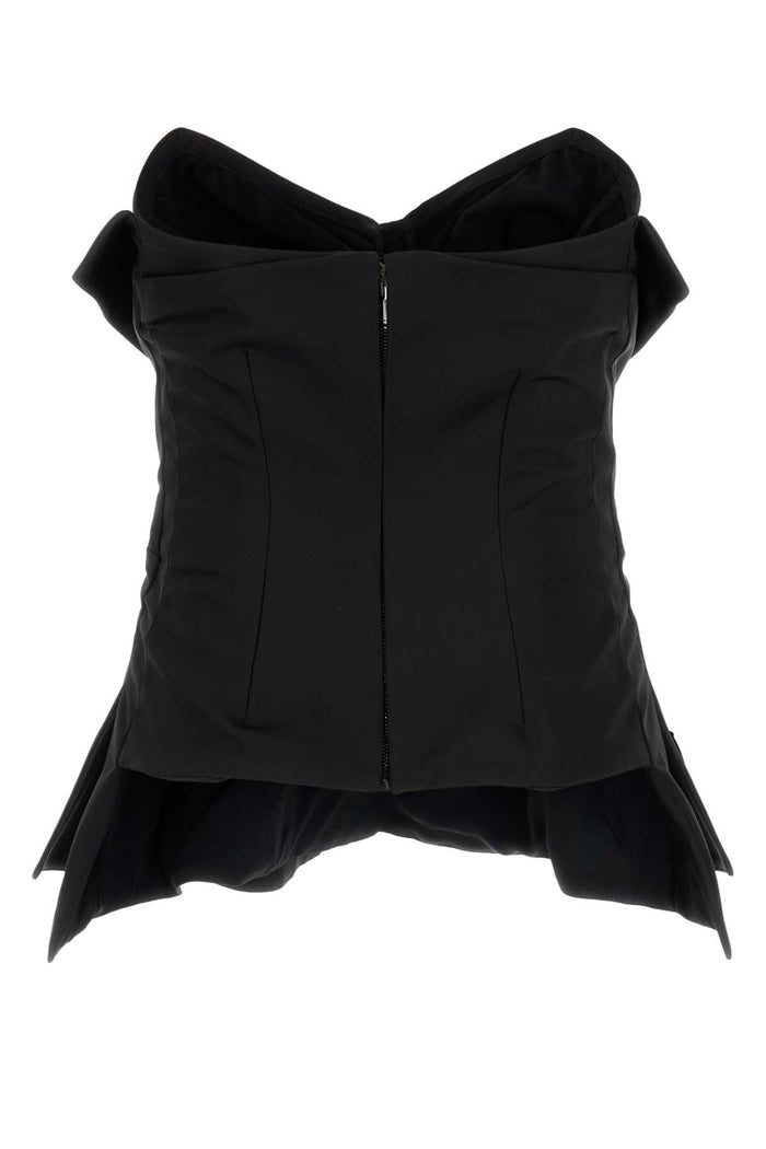 Black Satin Top Bustier Corset Maglie