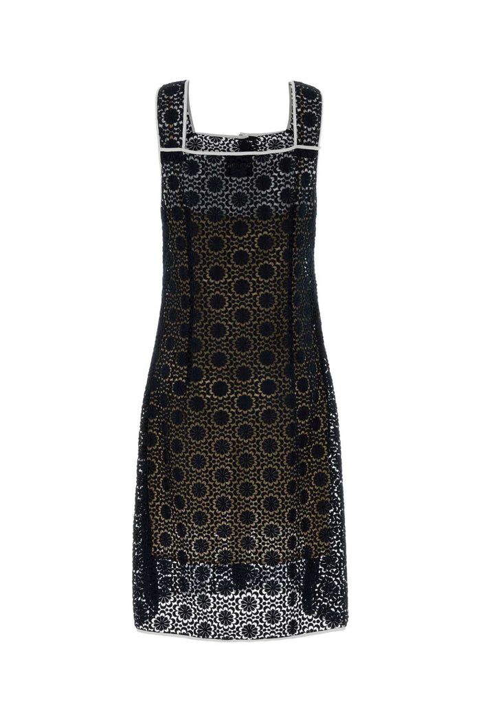 Midnight Blue Macrame Lace Dress Bleu Abiti