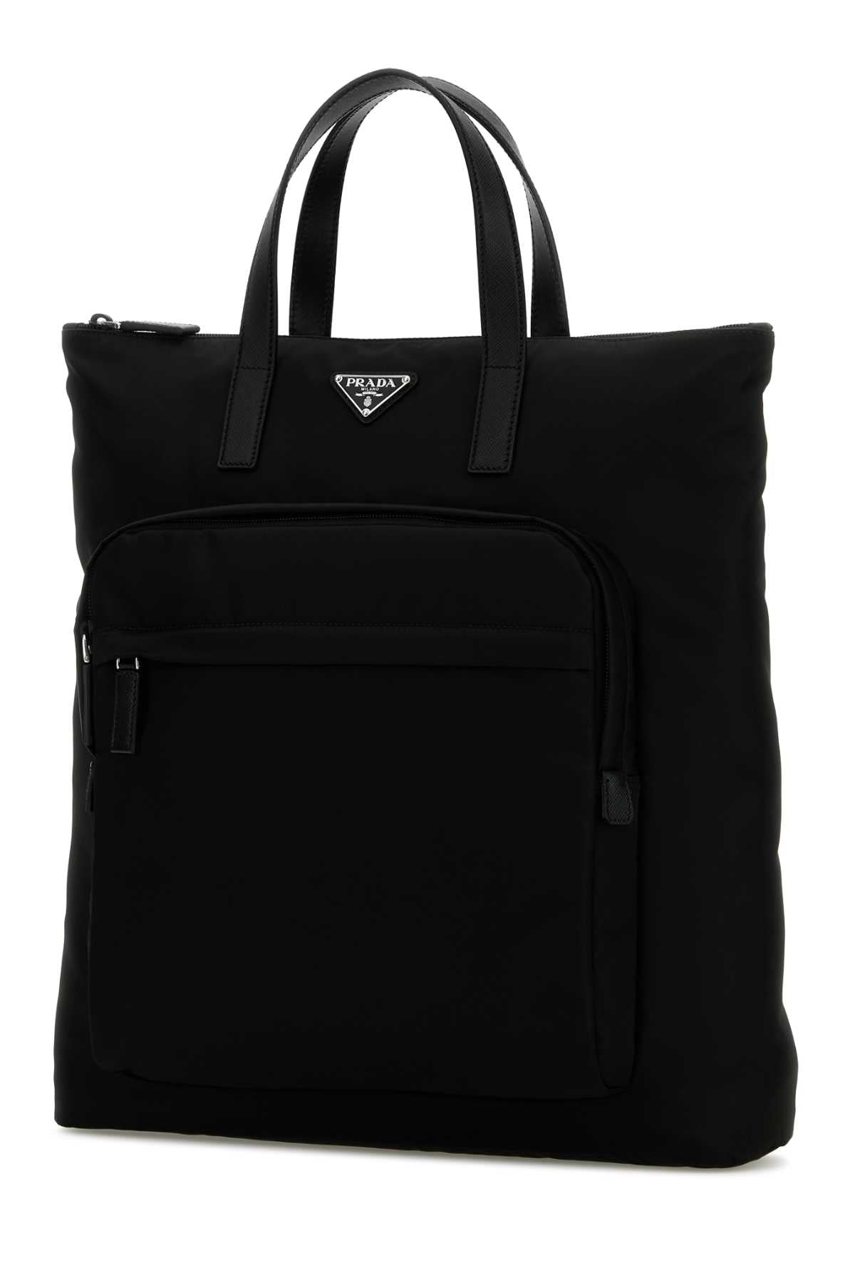 Black Re-Nylon Shopping Bag Nero Borse A Mano