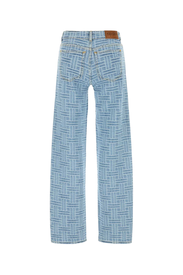 Embroidered Denim Jeans Bleachedbluedenim Exterior: Cotton
