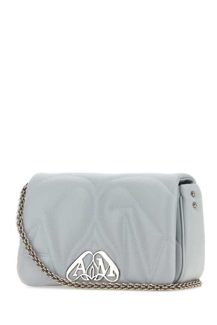 Powder Blue Leather Small Seal Shoulder Bag Dust Borse A Tracolla