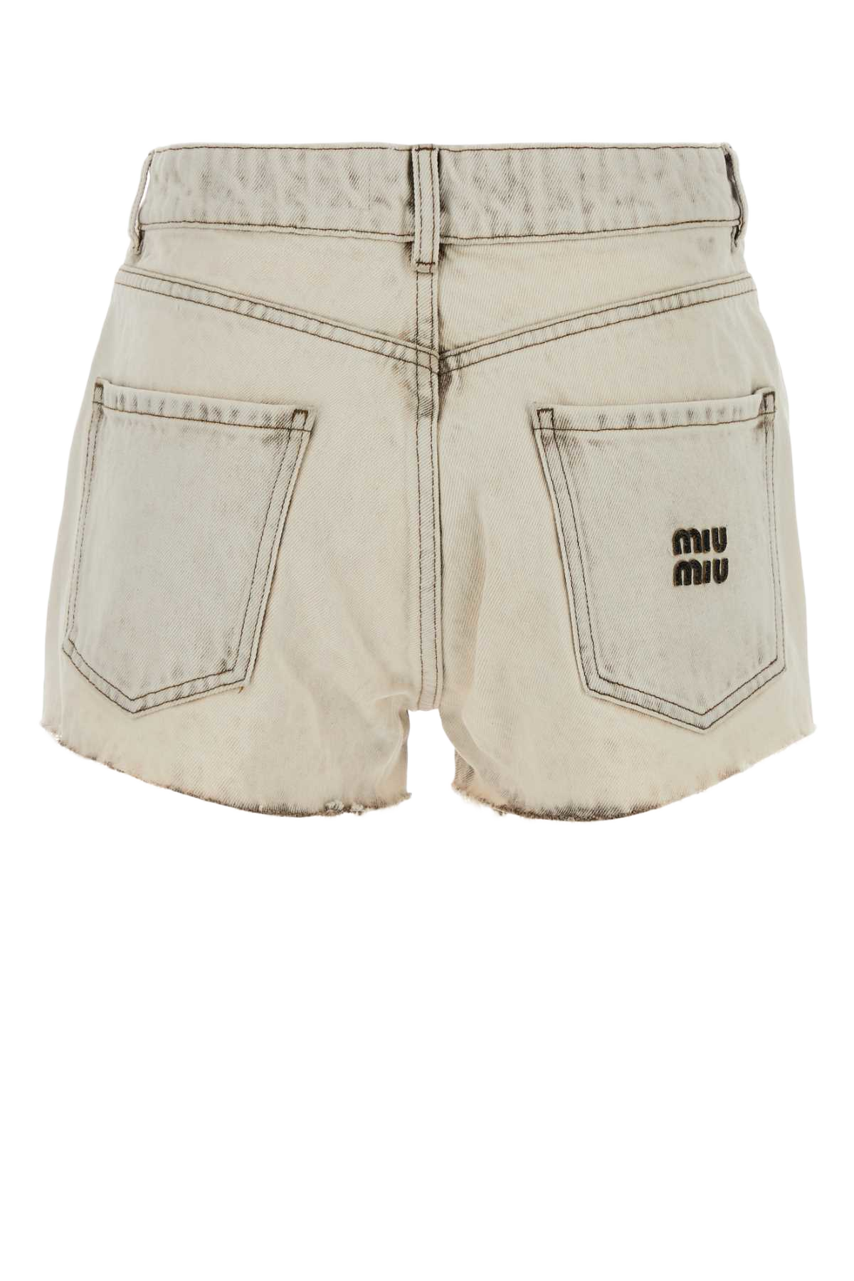 White Denim Shorts Bianco Exterior: Cotton