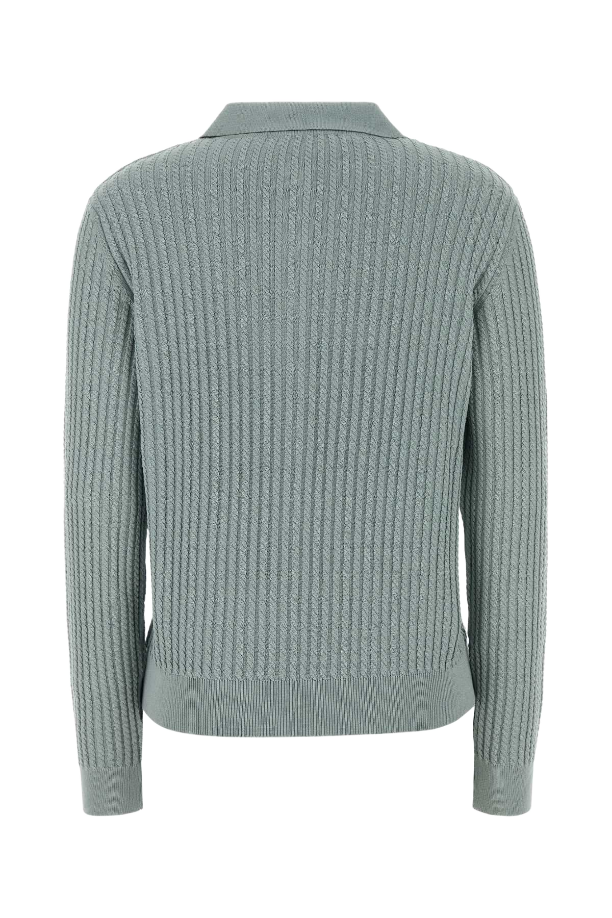 Sea Green Silk Blend Polo Shirt Acqua Exterior: Cotton