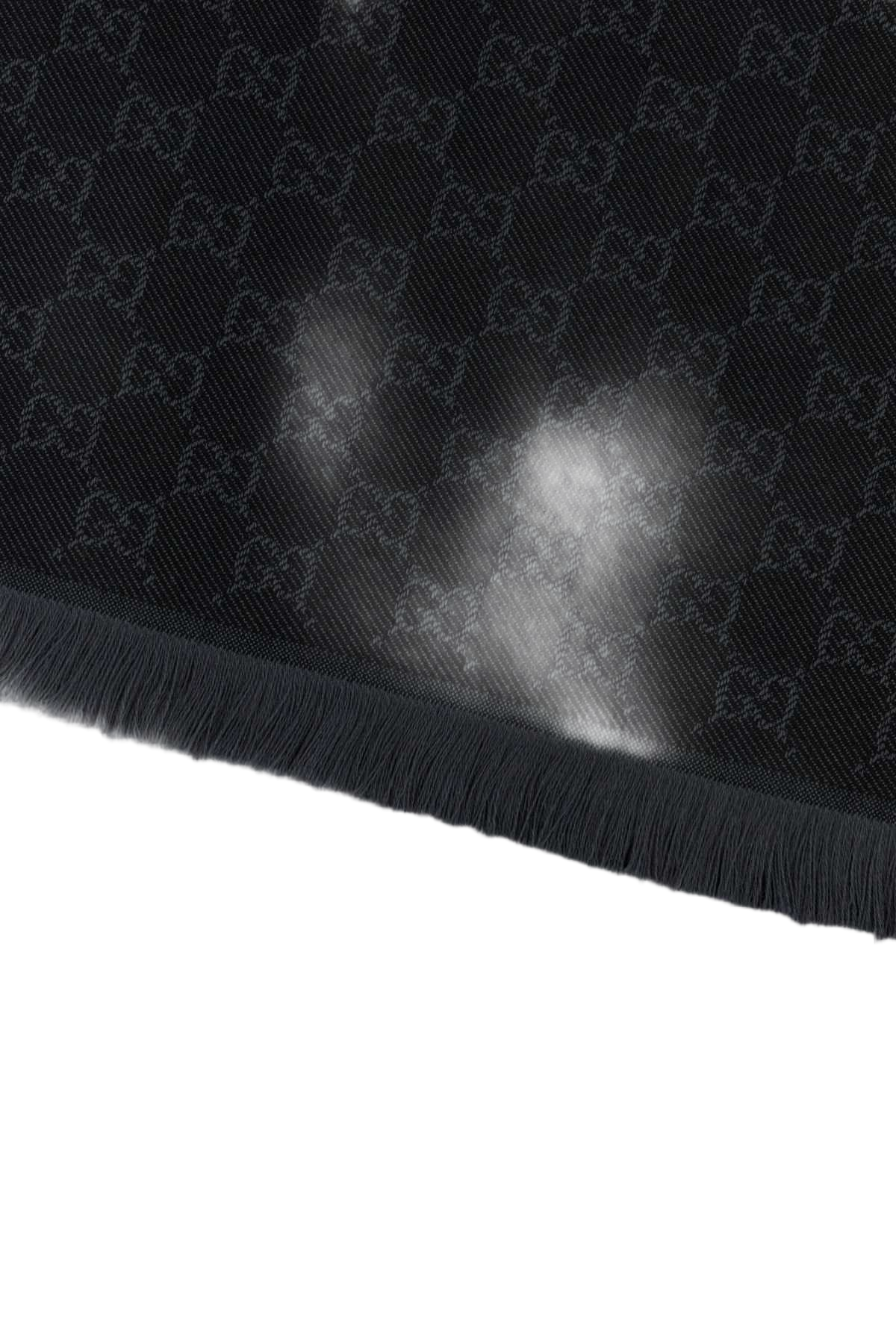 Embroidered Wool Scarf Blacklightgrey Fabric Sciarpe E Foulard