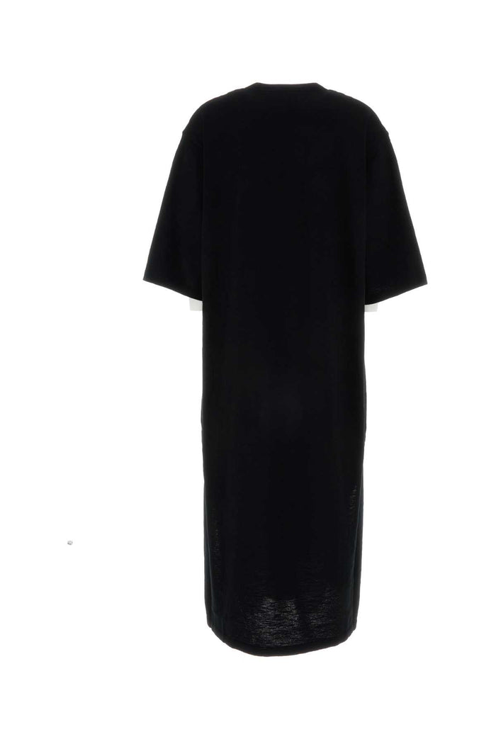 Black Cotton Blend Nolo Dress Exterior: Linen Abiti