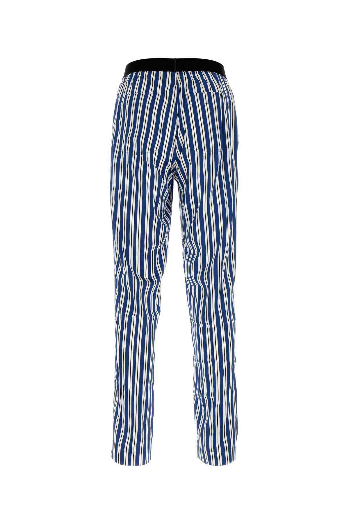 Printed Stretch Satin Pyjama Pant Bluewhite Se Ea Pantaloni