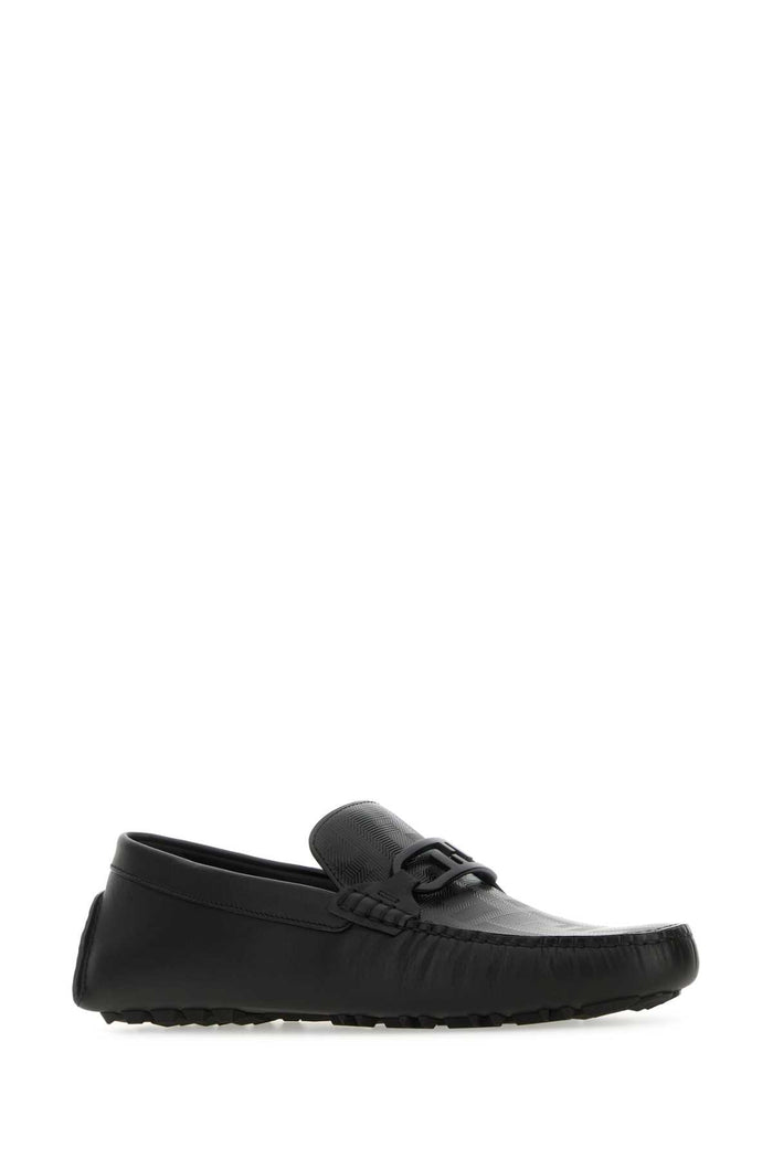 Black Leather Diver O Lock Loafers Blk Mocassini