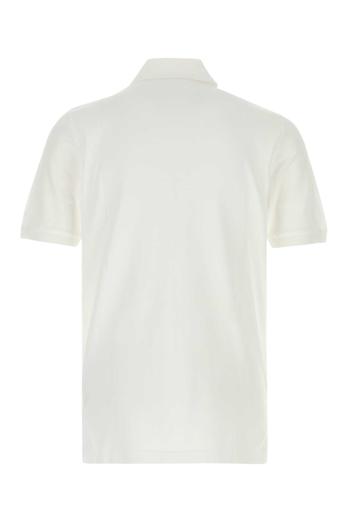 White Piquet Polo Shirt Bianco Exterior: Cotton