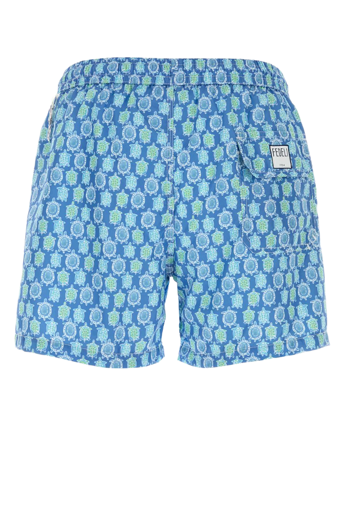 Printed Polyester Swimming Shorts Blu Costumi Da Bagno