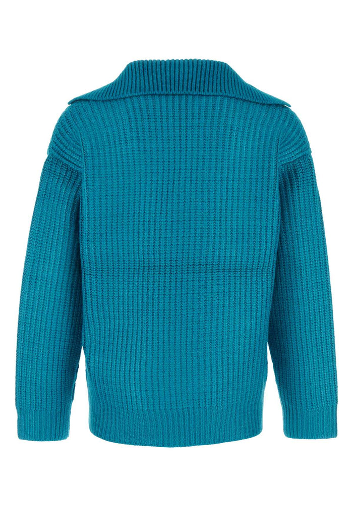 Turquoise Silk Blend Sweater Skyblue Exterior: Nylon Maglieria