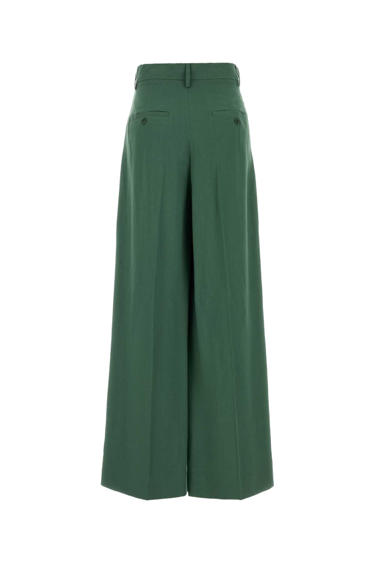 Green Jersey Wide-Leg Veliero Pant Aloe Exterior: Viscose Linen Pantaloni