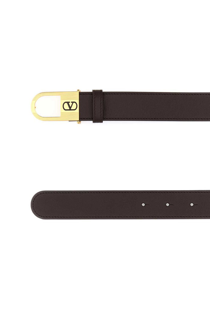 Chocolate Leather Vlogo Signature Belt Oakbrownnero Cinture