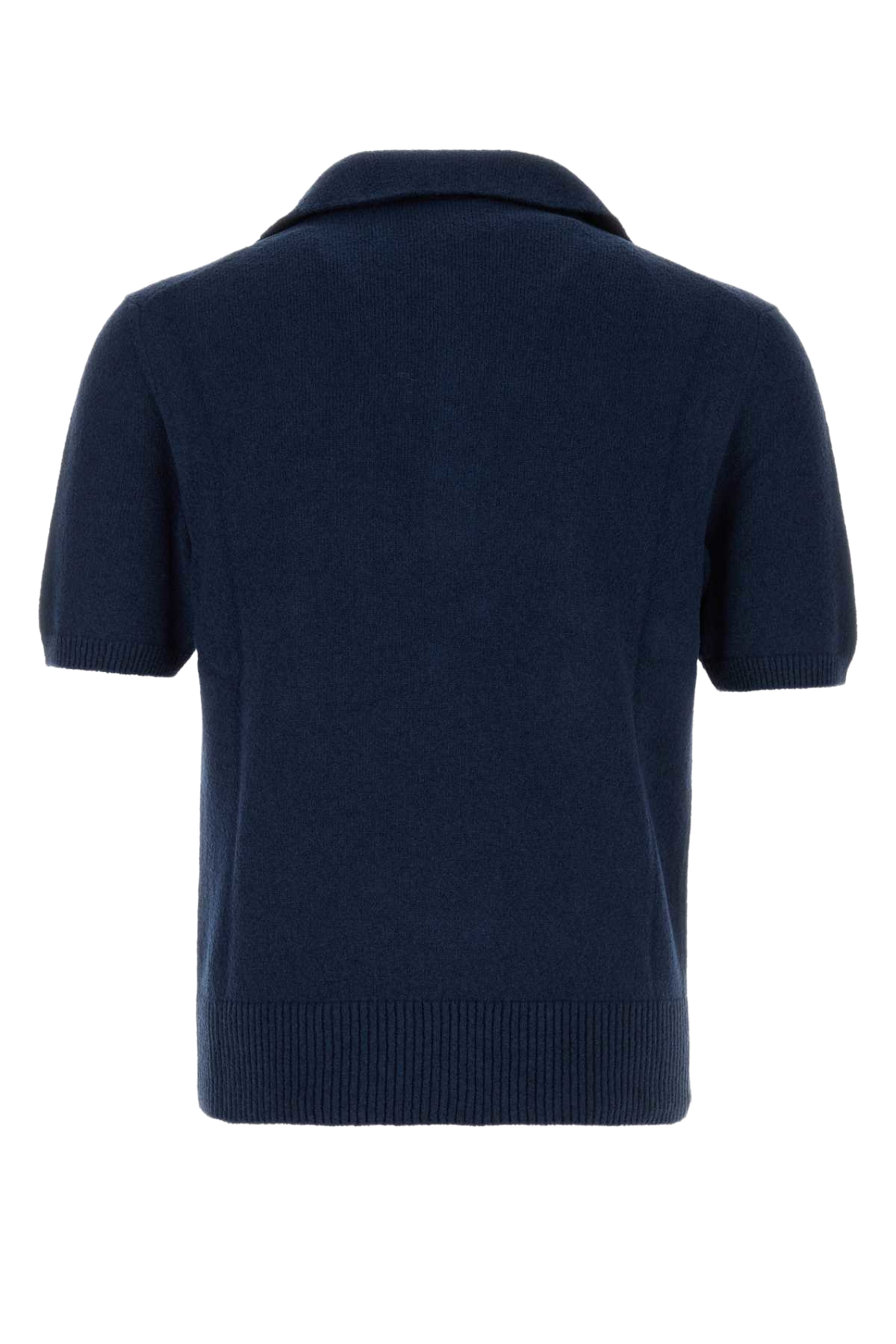 Navy Blue Cotton Blend Polo Shirt Bluscuro Exterior: Nylon
