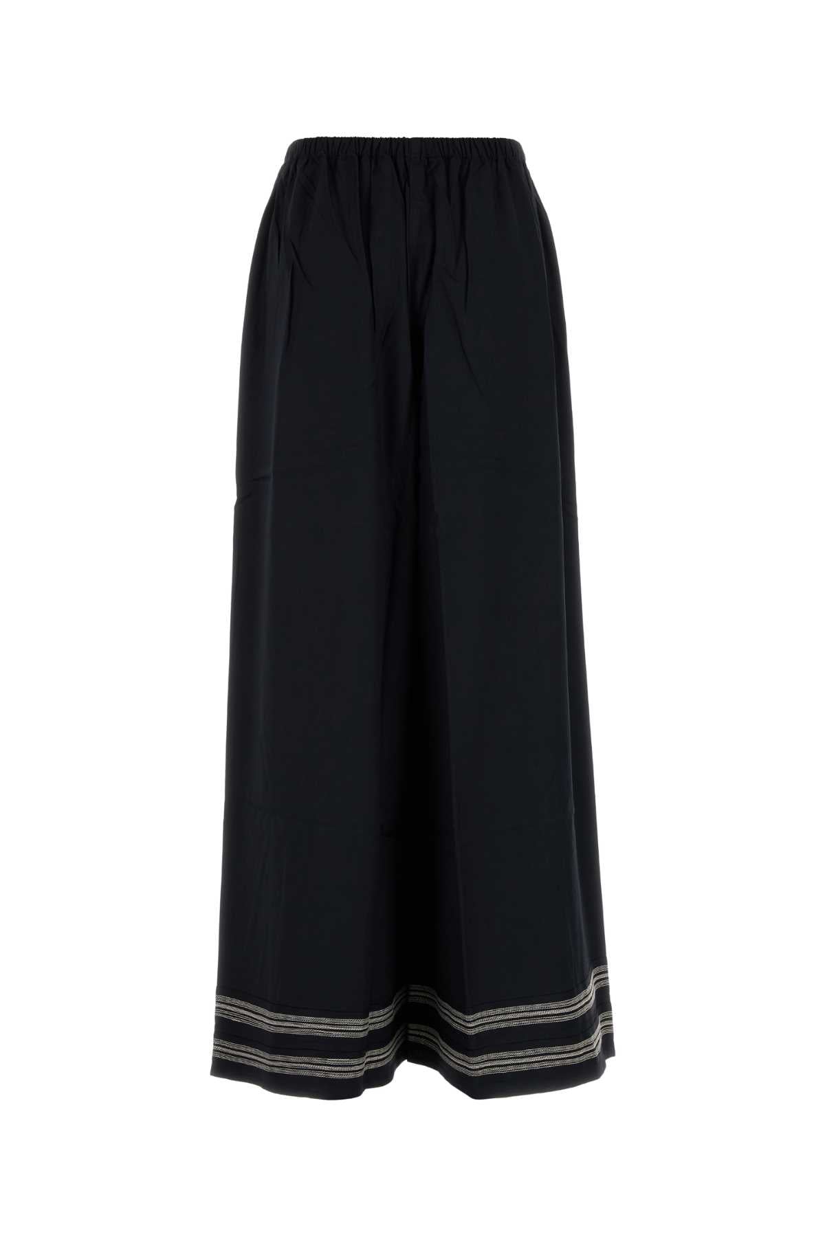 Black Viscose Mathilde Wide-Leg Navycream Exterior: Pantaloni