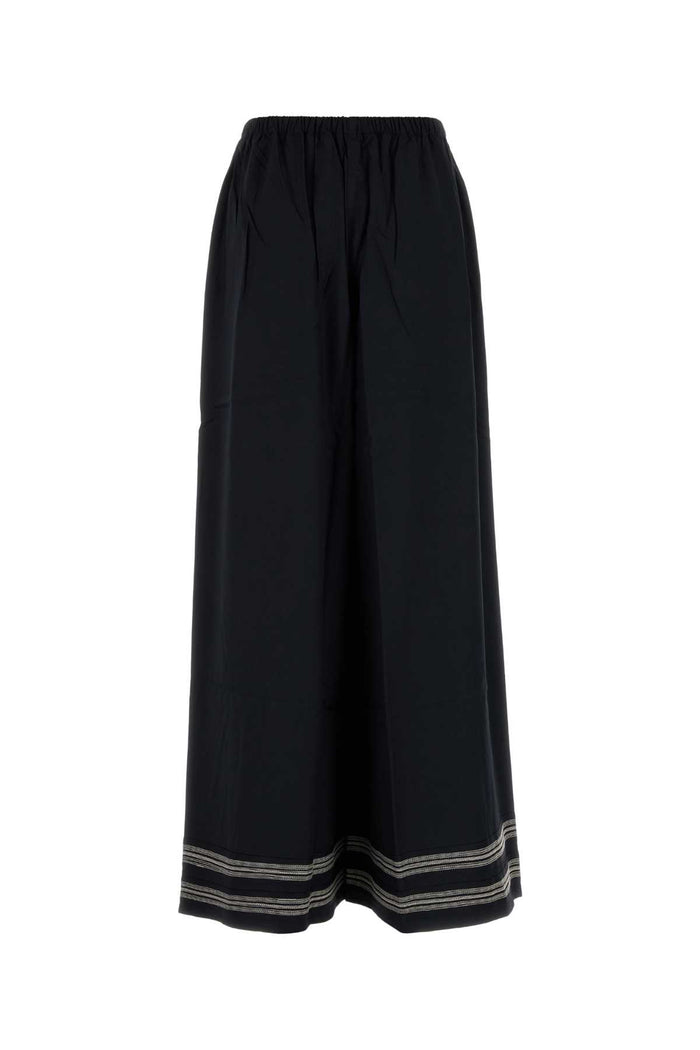 Black Viscose Mathilde Wide-Leg Navycream Exterior: Pantaloni