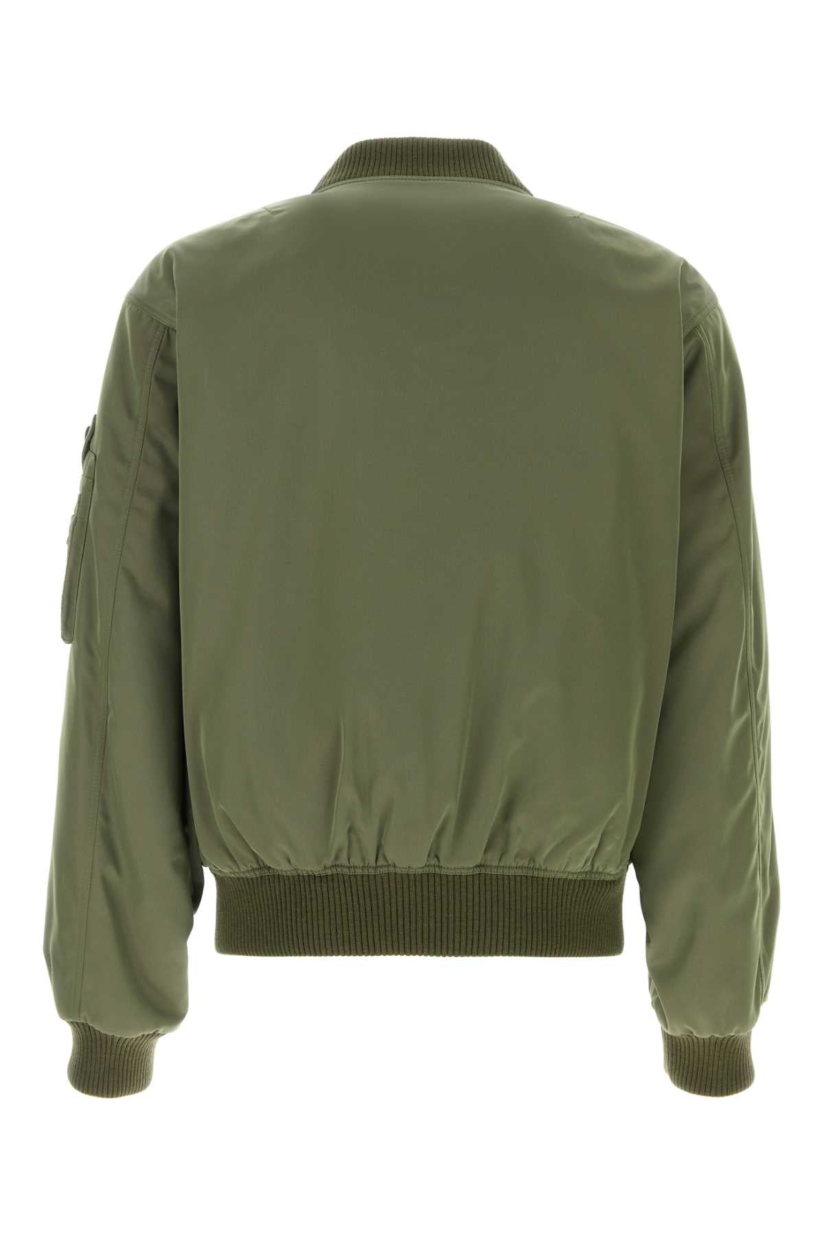 Olive Green Nylon Bomber Jacket Militare Giubbini