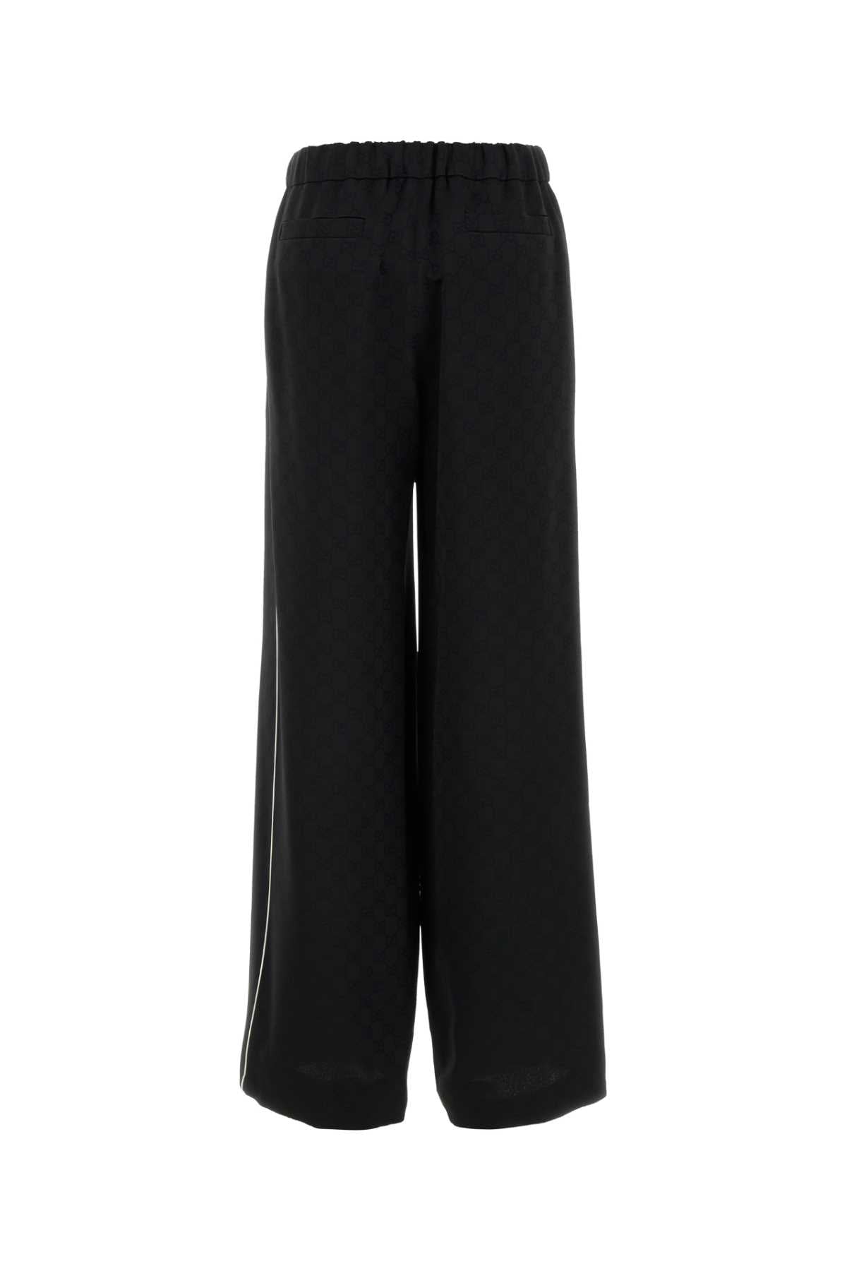 Black Satin Pyjama Pant Exterior: Viscose Polyester Pantaloni
