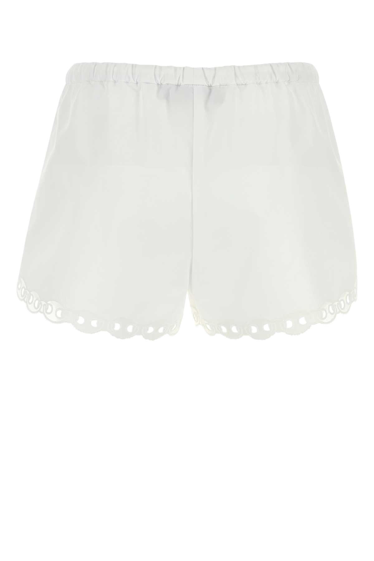 White Poplin Shorts Exterior: Cotton