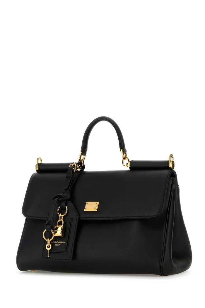 Black Leather My Sicily Handbag Nero Pvc Vitello Borse A Mano