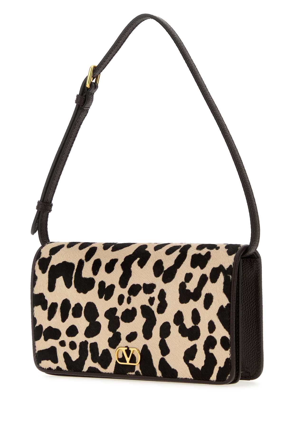 Printed Calf Hair Mini Vlogo Signature Shoulder Bag Naturaletestadimorooakbrown Leather - Bos Taurus Borse A Mano
