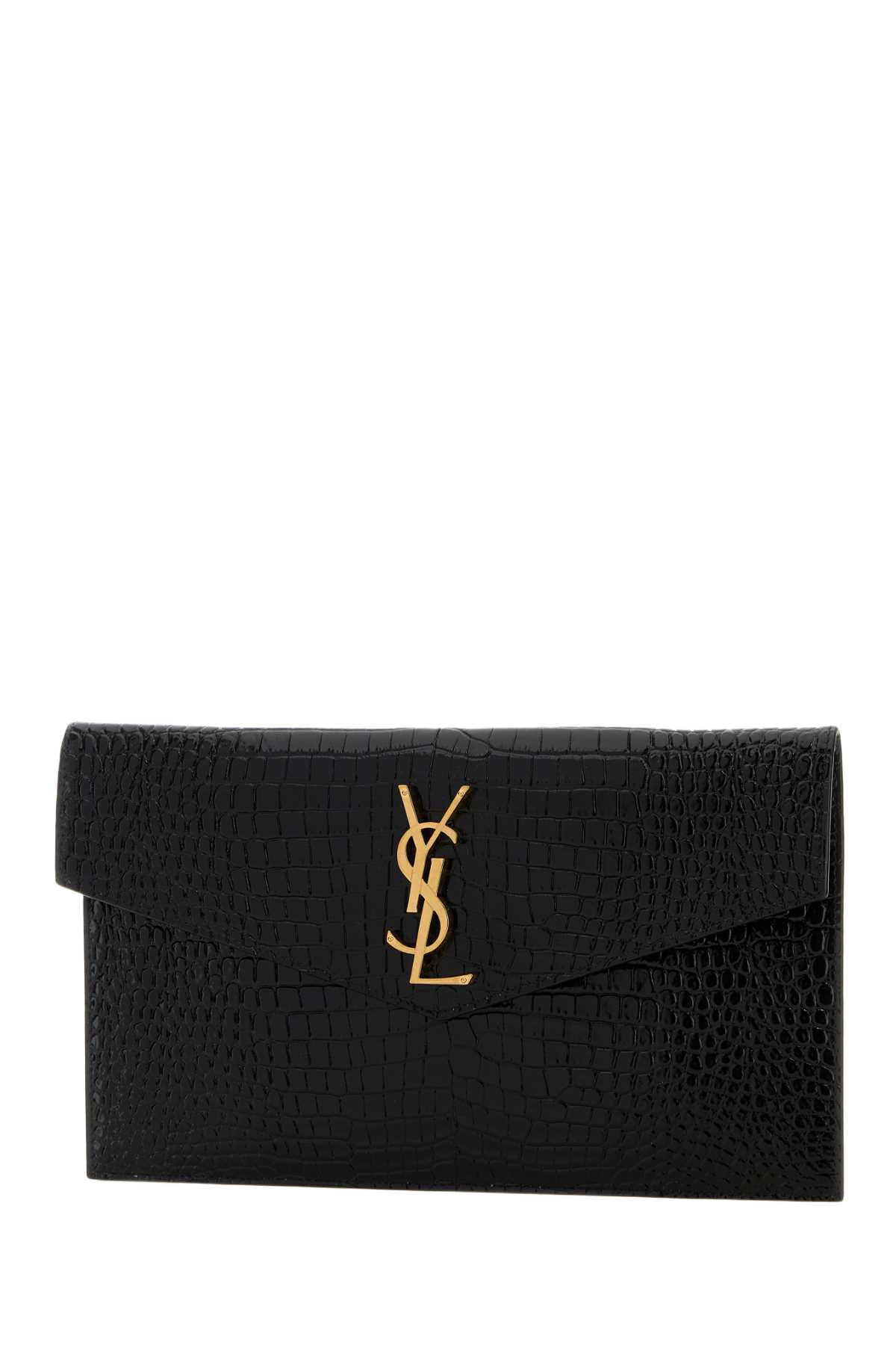 Black Leather Uptown Clutch Nero Portafogli