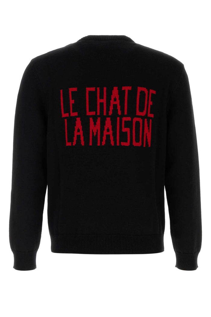 Black Cotton Bled Sweater Nero Exterior: Wool Maglieria