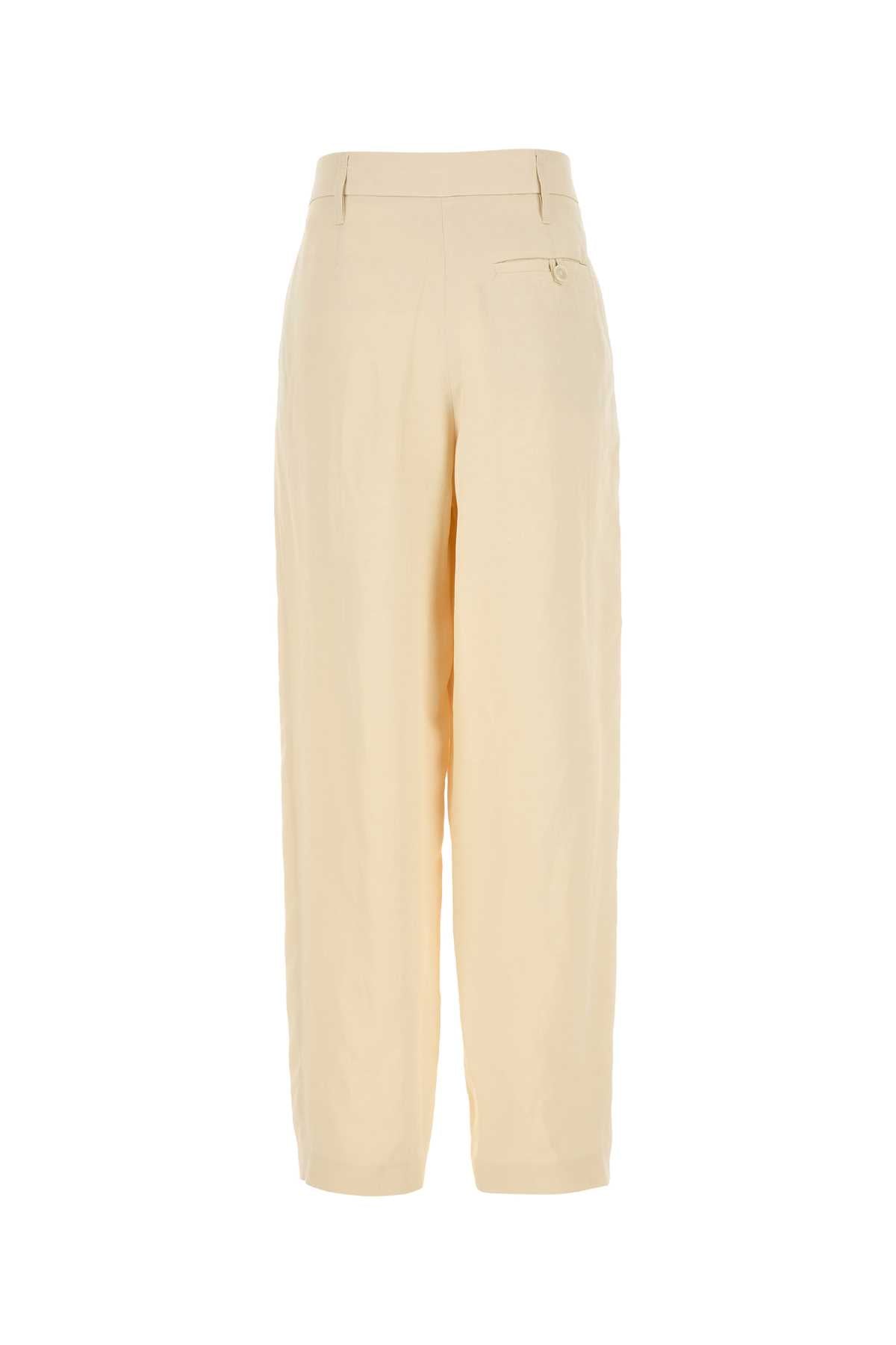 Cream Viscose Blend Wide-Leg Pant Buttermilk Exterior: Linen Pantaloni