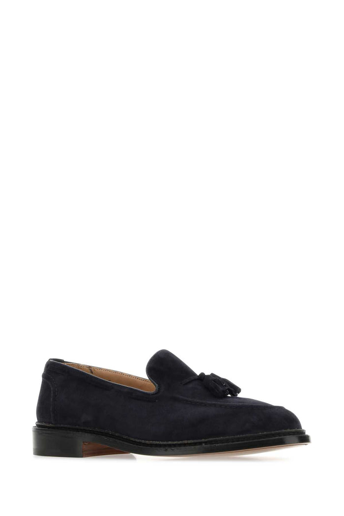 Navy Blue Suede Elton Loafers Mocassini